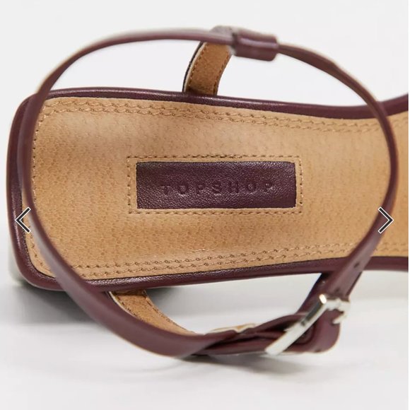 Topshop divine block heel in burgundy - Picture 2 of 4